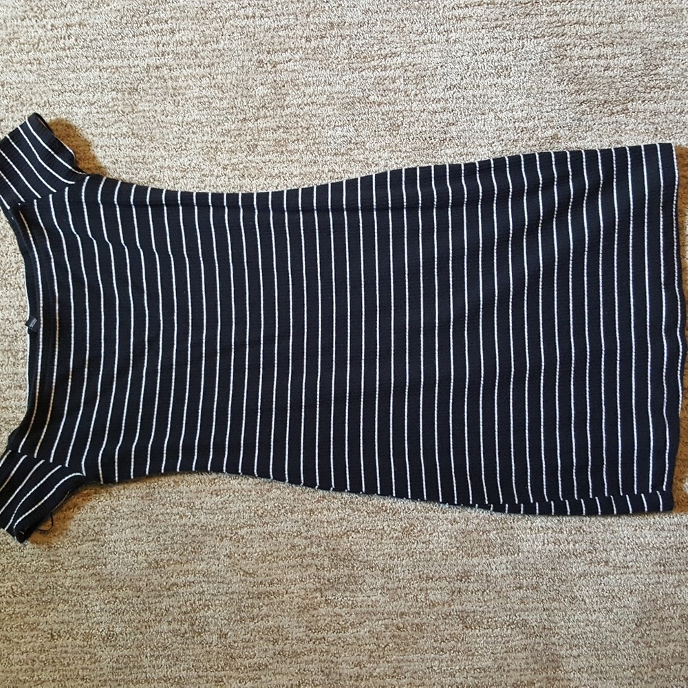 Black and White striped midi dress